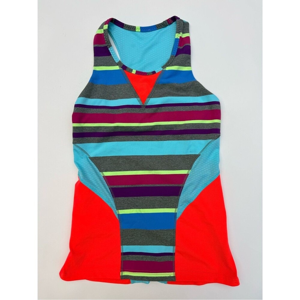 Ivivva Girls Striped Racerback Tank Built-In Bra Size 10